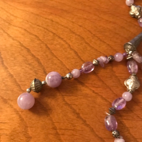 Vintage Amethyst Necklace w/ Silver Colored Accent - Picture 5 of 7
